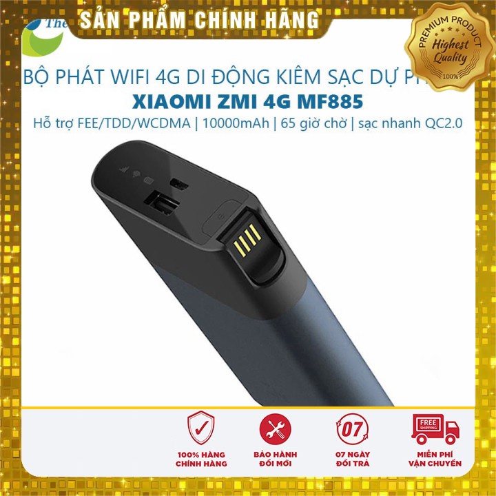 [Sale]  Bộ phát Wifi 4G di động kiêm sạc dự phòng Xiaomi ZMI MF885 - Bảo hành 12 tháng