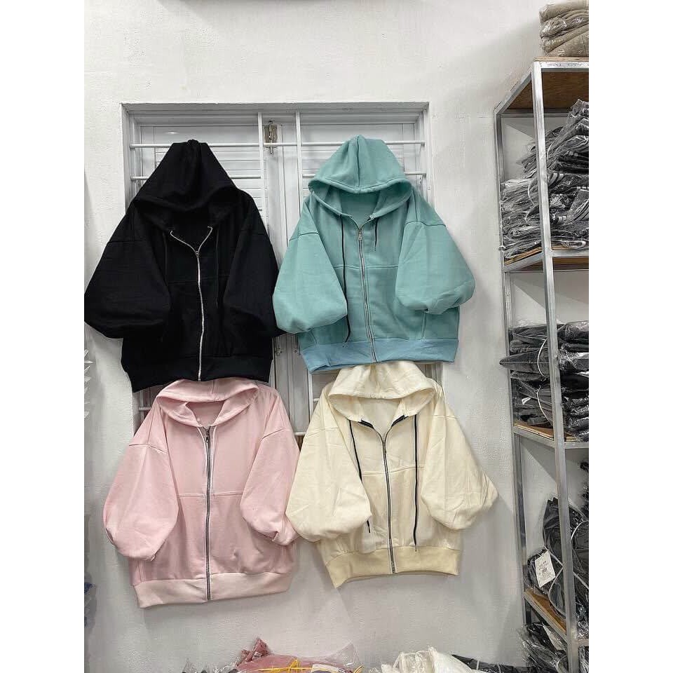 Áo khoác nam nữ nỉ ngoại dây kéo tay phồng cánh dơi