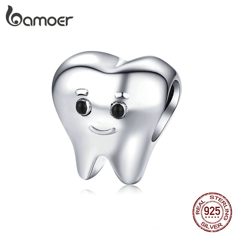 Phụ Kiện Bamoer Bằng Bạc Hình Chiếc Răng Dùng Làm Trang Sức Dễ Thương