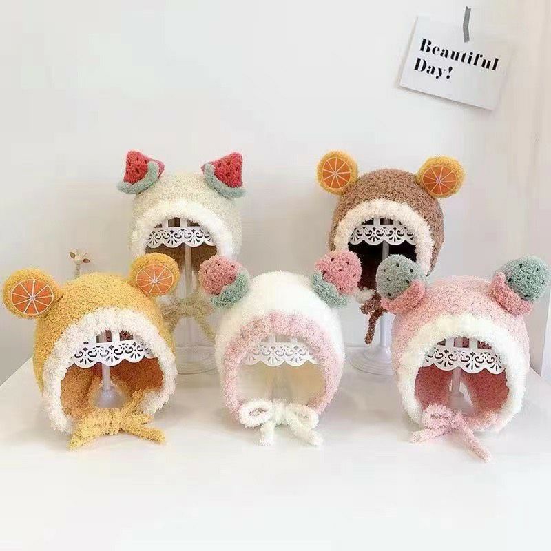 Mũ len lông cừu cho bé hình hoa quả siêu dễ thương 6-36 Tháng