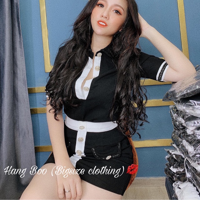 Đầm BIGSIZE nút ngọc form body tôn dáng
