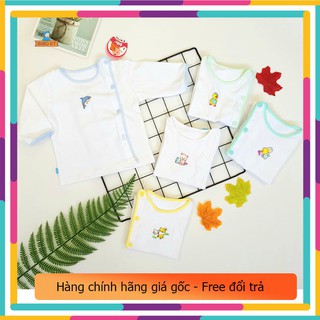 Áo sơ sinh 100% cotton Bibo Kim Thu kiểu bác sĩ thêu tay dài