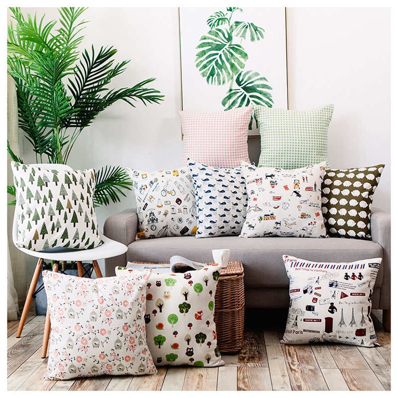 Nordic pastoral cotton pillow cover plaid bed sofa pillow cover woven.