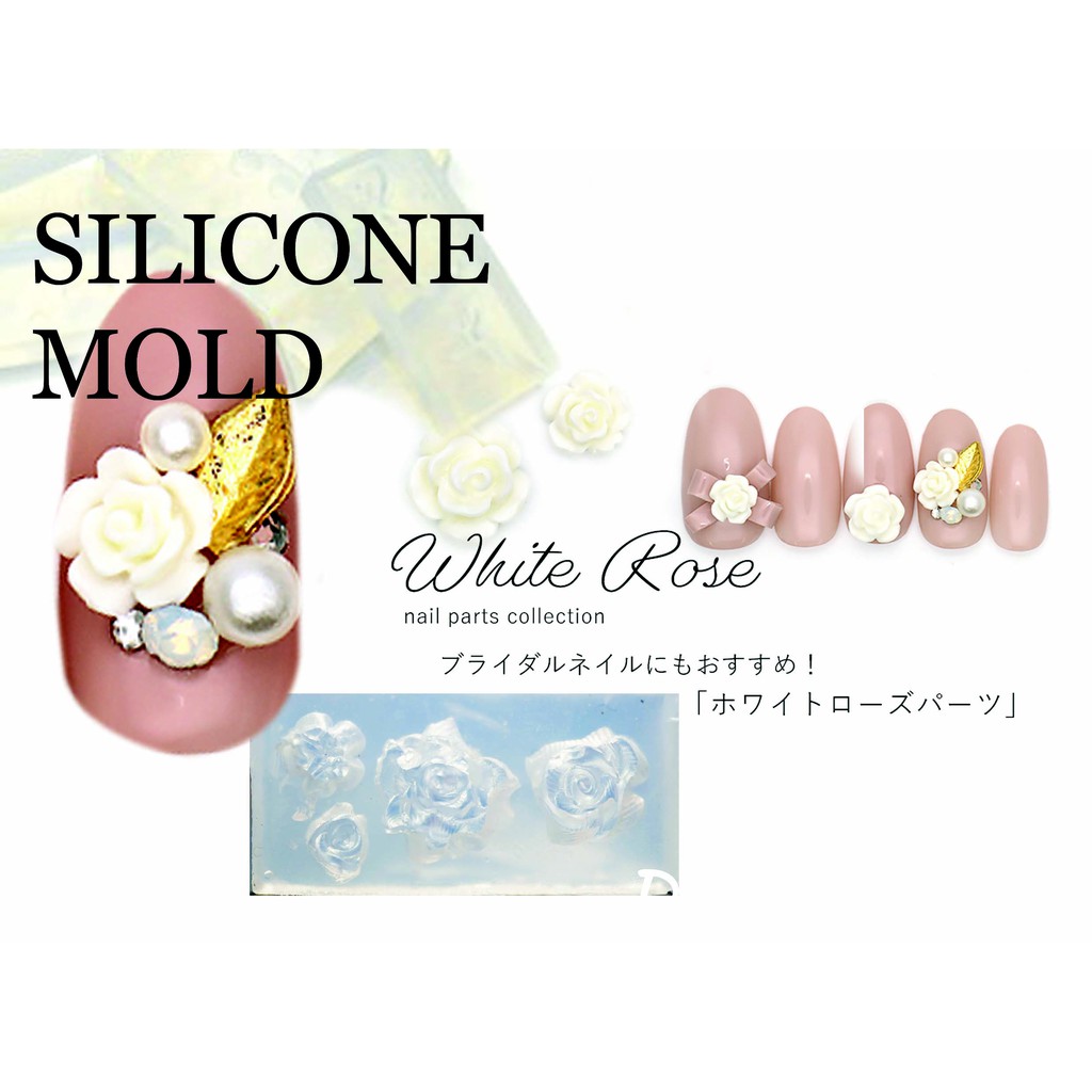 Khuôn dẻo silicone đắp bột , bột khô bột luu huỳnh bột nhúng sắc nét cho móng gel 3d hình hoa hồng nhiều mẫu