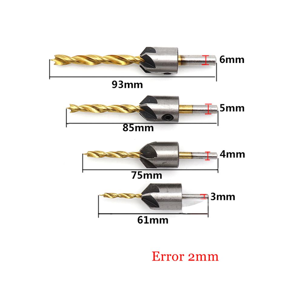 Set 4 Mũi Khoan Bằng Titan 3mm 4mm 5mm 6mm