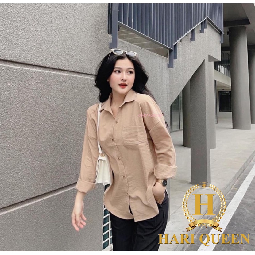 Áo sơ mi nữ dài tay vạt tôm chất đũi nhiều màu đen, xanh ngọc, trắng , be đũi xước Hàn Quốc Mềm - Min - Mát