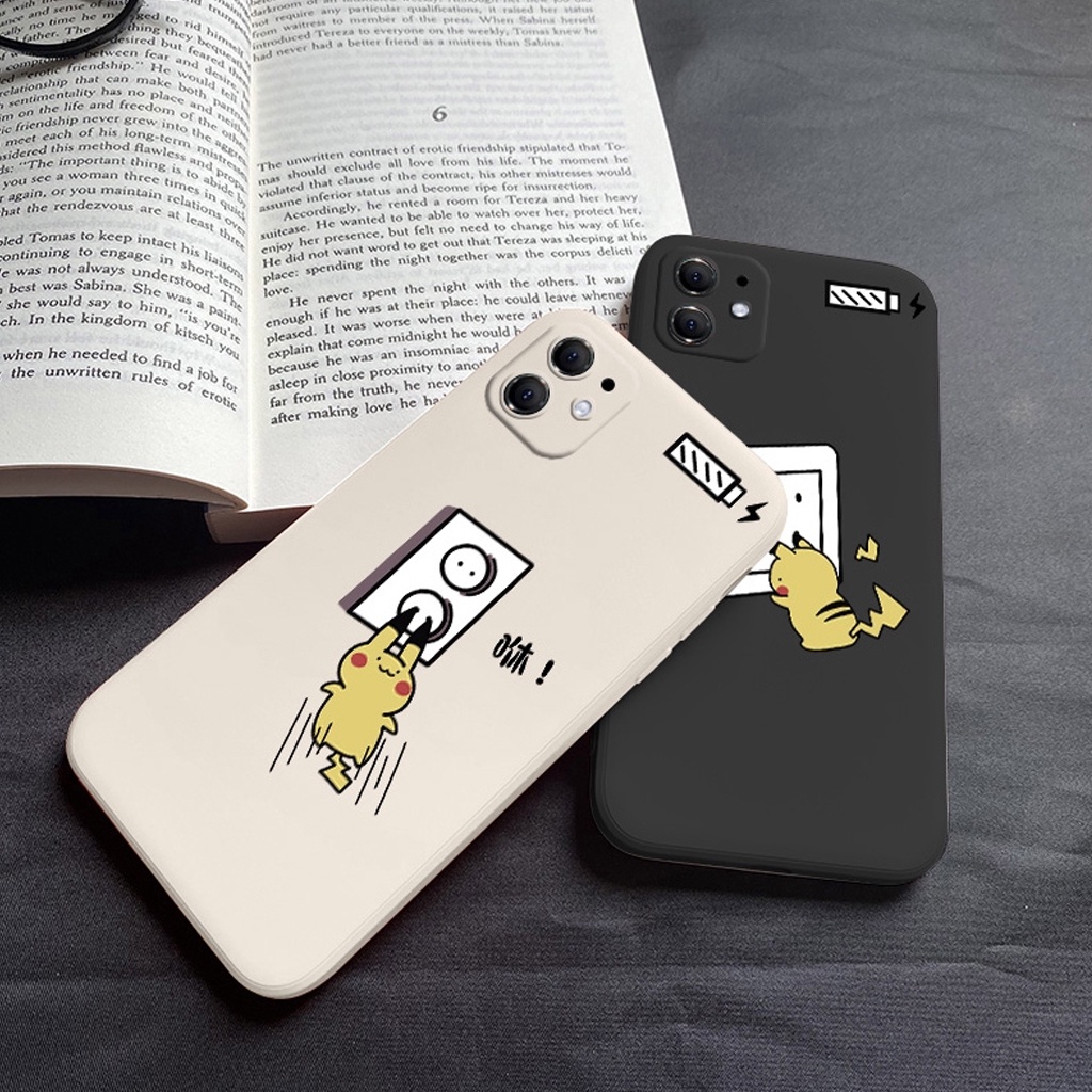 Ốp Lưng Iphone Cạnh Vuông Pikachu Sạc Điện 6/6plus/6s/6splus/7/7plus/8/8plus/x/xr/xs/11/12/pro/promax - DIY Shop
