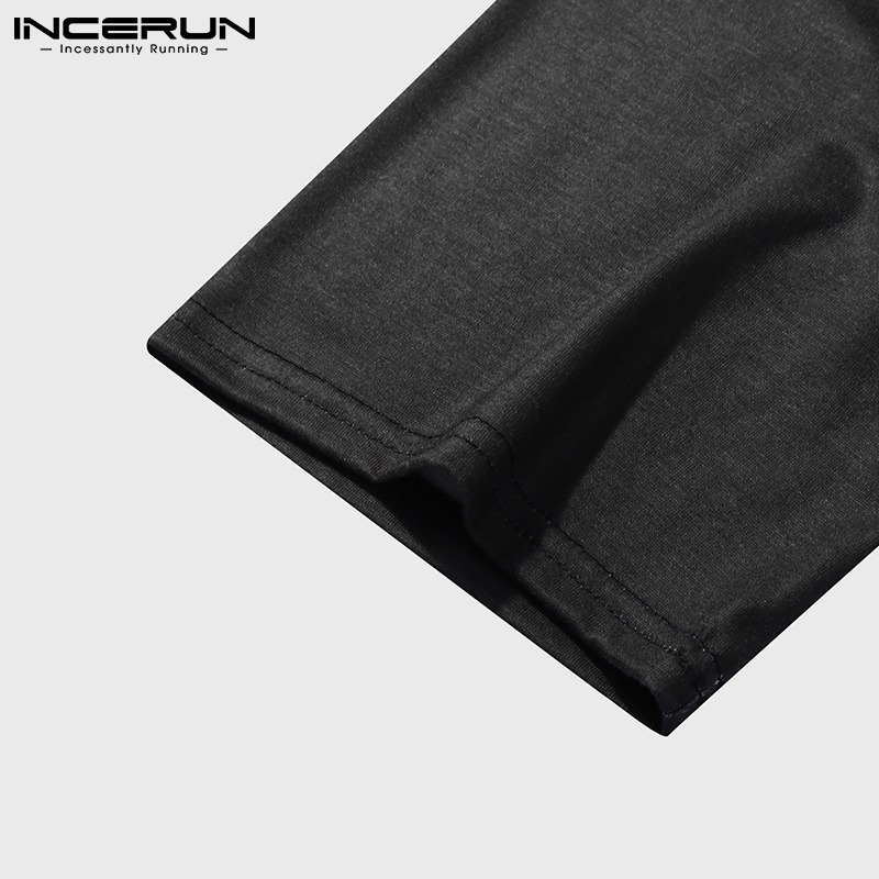 Áo thun INCERUN cổ tròn ngắn tay in họa tiết thời trang mùa hè cho nam