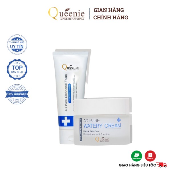 Bộ Mỹ Phẩm Dưỡng Trắng Da Queenie Làm Sạch Sâu, Dưỡng Da Mềm Mịn Trắng Hồng Rạng Rỡ 2 Sản Phẩm
