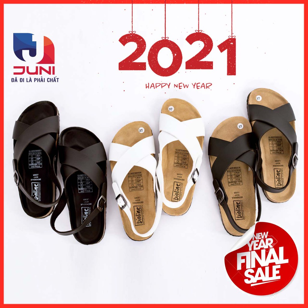 [DA PU-CHỐNG NƯỚC] PU11- Dép sandal quai hậu chéo Unisex da PU, đế trấu Bioline Birken - Xuất khẩu châu Âu - Juni Store