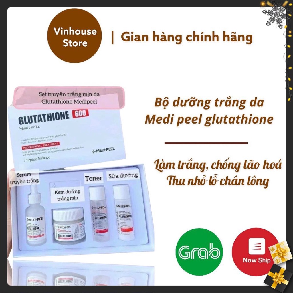 Set dưỡng trắng da Medipeel Gluthione 600 - Set dưỡng da Medi peel bortox chống lão hóa căng bóng da