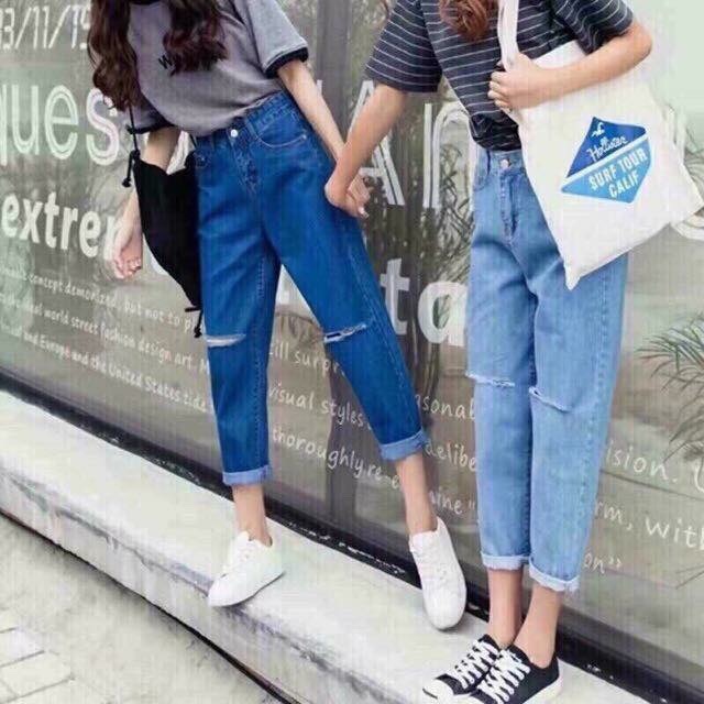 [CÓ SIZE ĐẠI] Quần Jean Baggy Boyfriend rách gối. hình chụp thật 100% kèm feedback | BigBuy360 - bigbuy360.vn