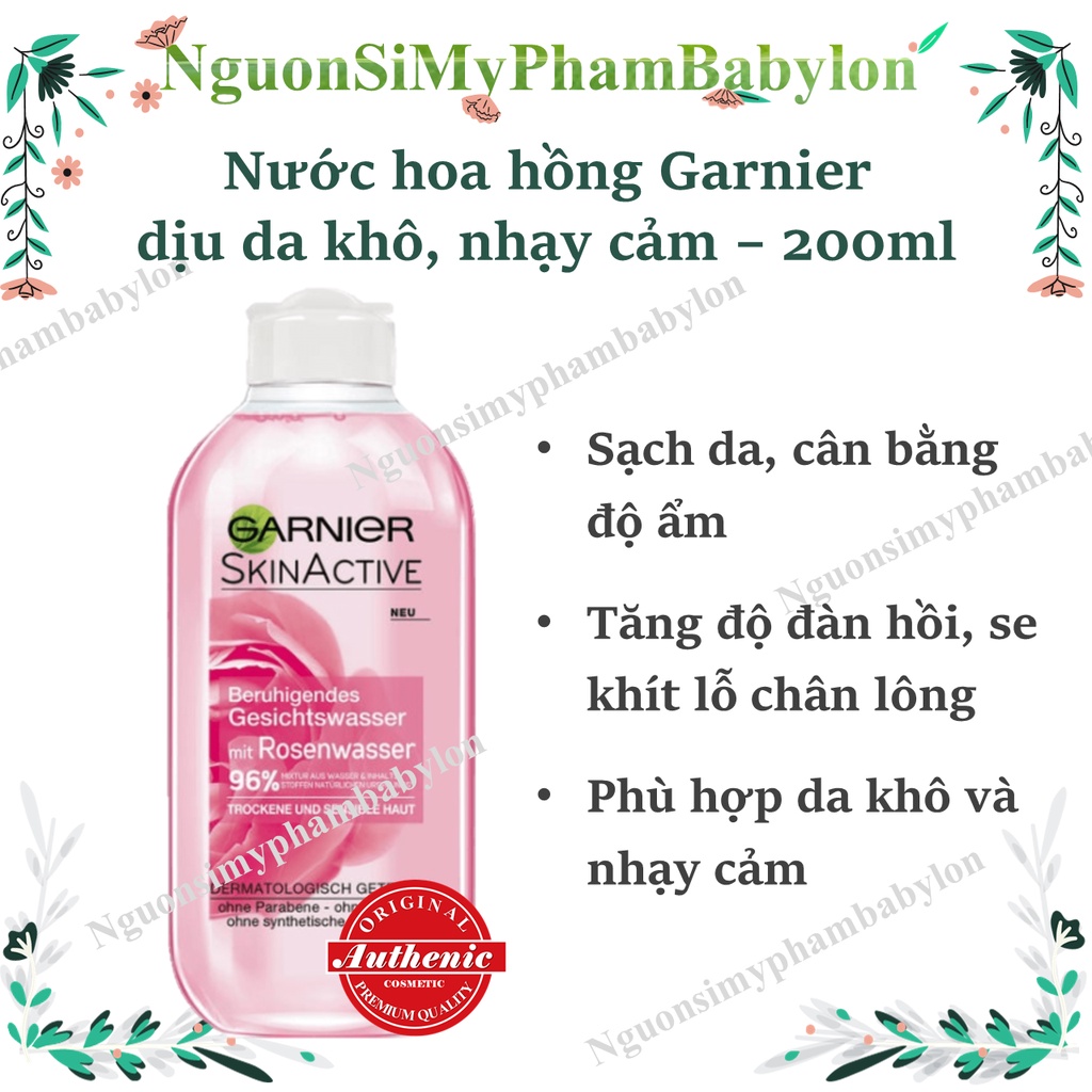 Nước Hoa Hồng Garnier Skin Active Hoa Hồng Cho Da Khô Và Da Nhạy Cảm - 200ml