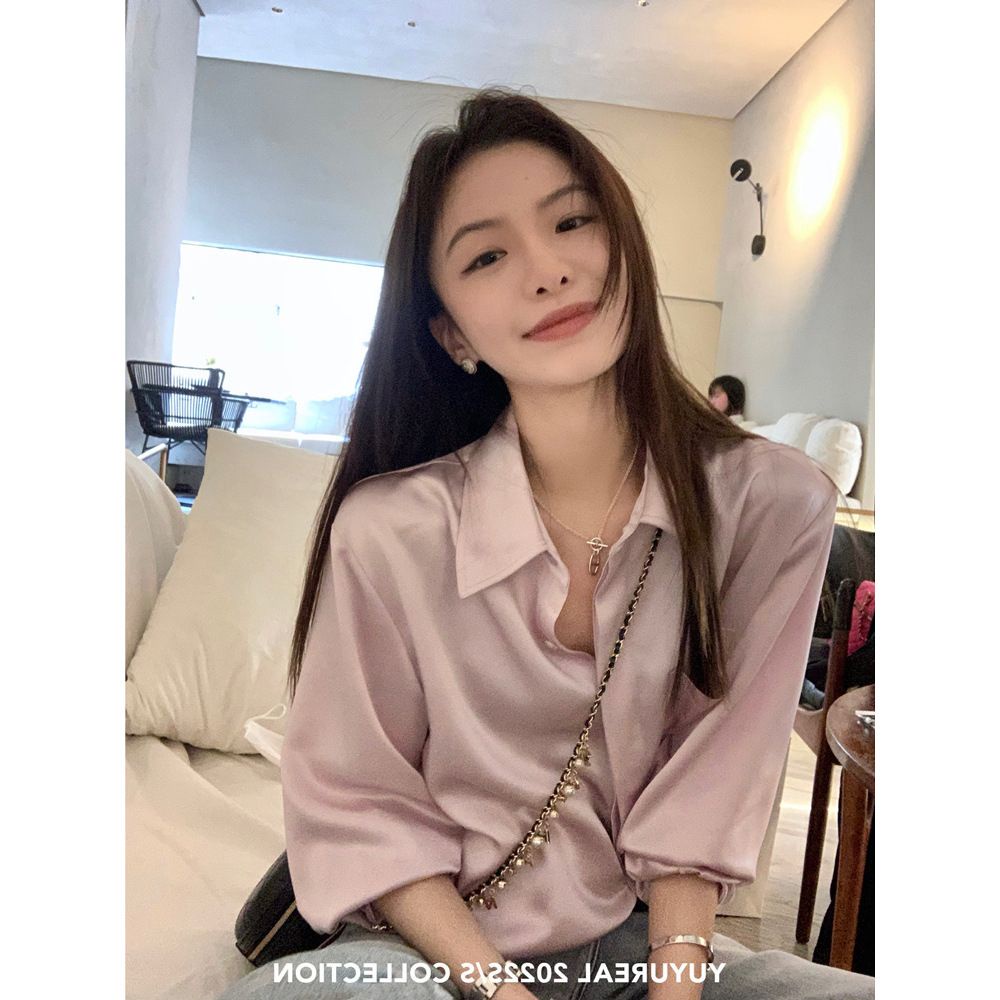 Áo Sơ Mi Tay Dài Dáng Rộng Màu Hồng Thời Trang Mùa Hè Cho Nữ