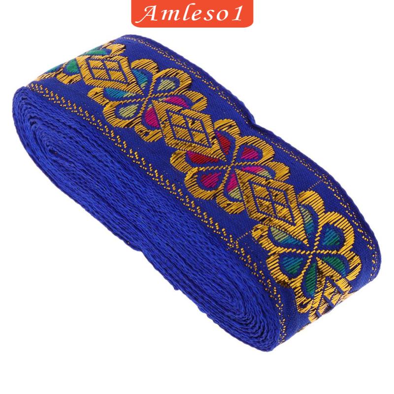 Cuộn Dây Ruy Băng Họa Tiết Thổ Cẩm Màu Xanh Lá Dùng Trang Trí Thủ Công