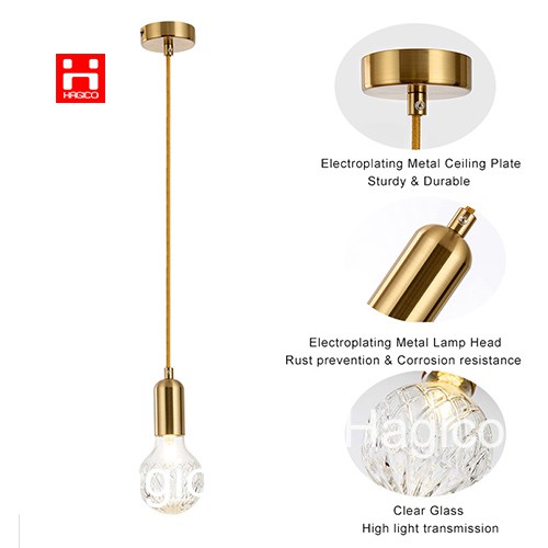 Dây đui thả trần đế đơn trang trí thủy tinh giả pha lê TT33 bóng G9