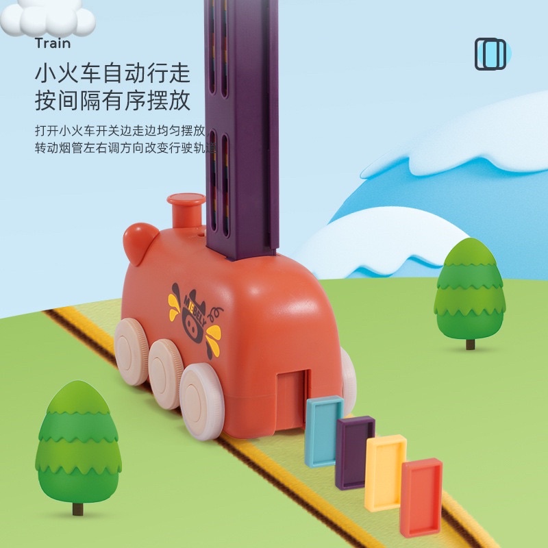 Đồ chơi đoàn tàu hình thú thả Domino có đèn vui nhộn cho bé
