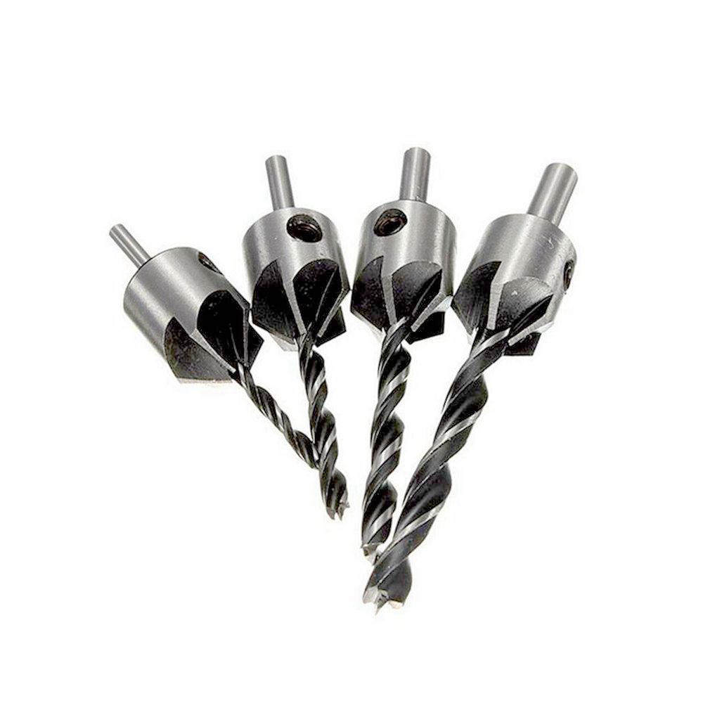 4pcs Wood Countersink Drill Set 5 Flute Drill Bit 3mm 4mm 5mm 6mm