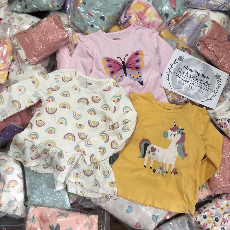 𝐒𝐡𝐨𝐩 𝐌𝐞̣ 𝐁𝐨𝐛 𝟖𝟔 - [BẢNG MÀU 1] Áo cotton dài tay bé gái xuất xịn, Áo Pekkle dư xịn cho bé gái xinh ngất ngây (12m-4y)