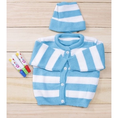 Set Áo Len Dài Tay + Nón Len Cho Bé Sơ SInh dưới 5,5kg