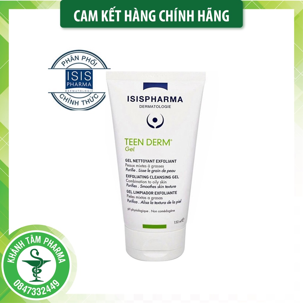 ✅  Gel Rửa Mặt Giảm Nhờn & Mụn Isis Pharma Teen Derm Gel Pháp 40ml, 150ml