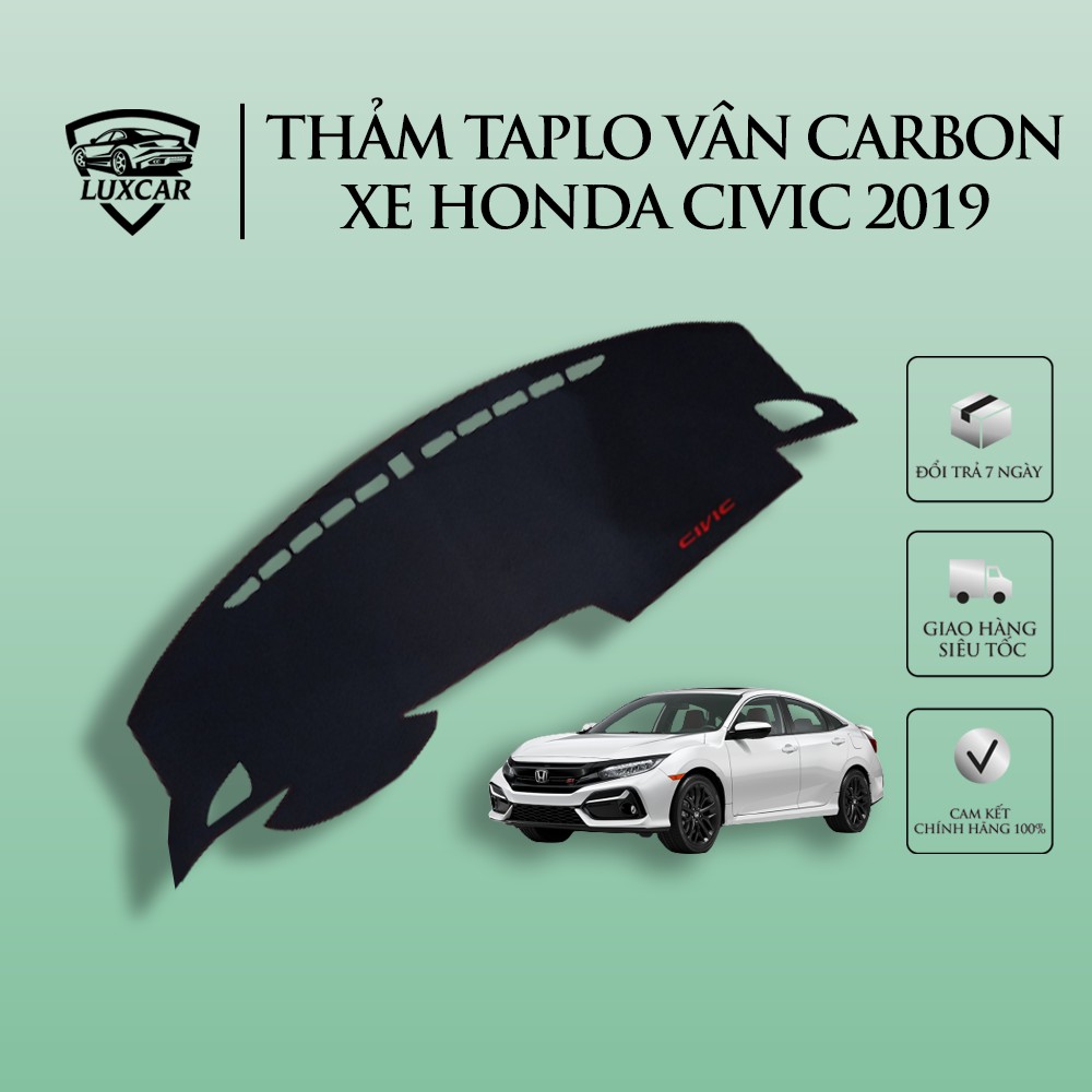 Thảm Taplo Da Carbon HONDA CIVIC - Chống nóng, bảo vệ Taplo LUXCAR đời xe 2017-2020