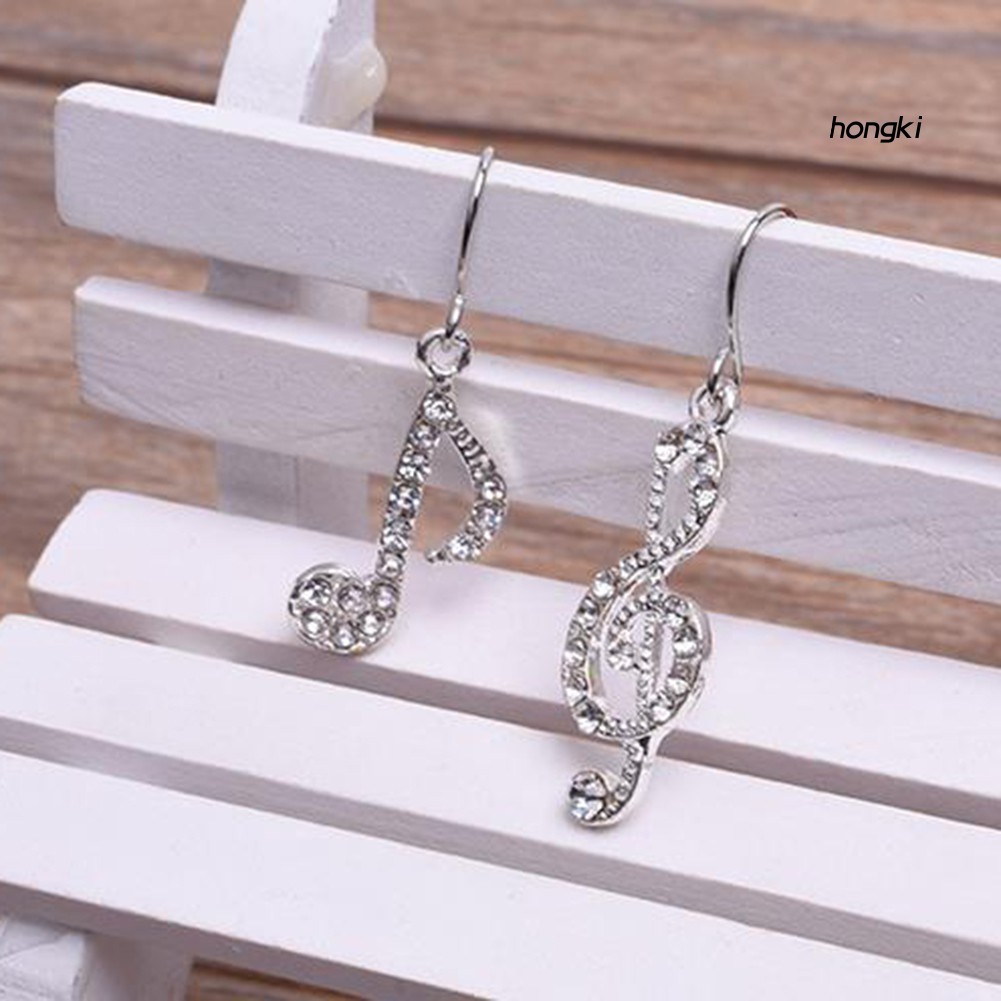 Bông Tai Hình Nốt Nhạc Đính Đá Thời Trang Dành Cho Nữ