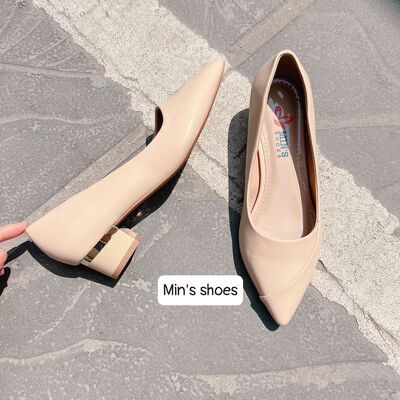 Min's Shoes - Giày Da Mềm Gót Vuông 3P V228
