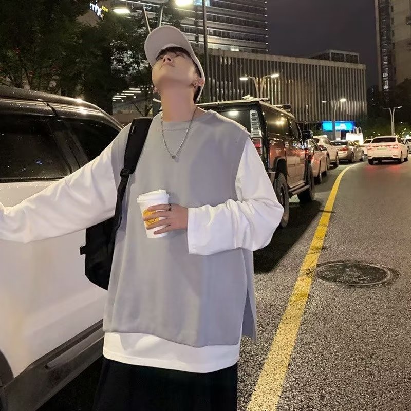 Áo Sweater Dệt Kim Sát Nách Cổ Tròn Màu Sắc Đơn Giản Thời Trang Xuân Thu Cho Nam Giới Size M-2XL