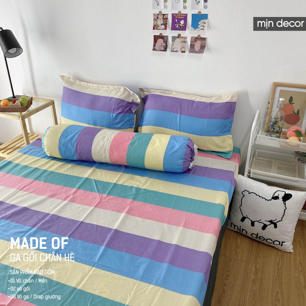 [Mẫu Mới 2021] Bộ Ga Giường Cotton 3D Mịn Decor - Drap Giường + 2 Vỏ Gối In 3D Ga Chun Mềm Mịn Nhiều Màu Sắc