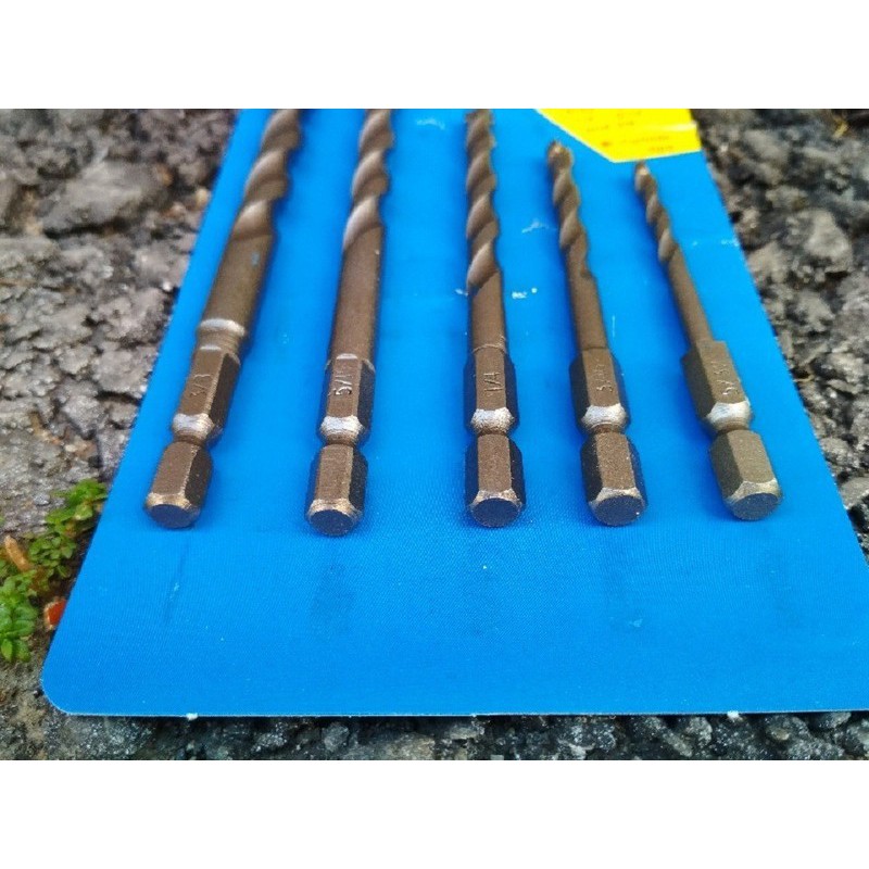 Bộ 5 mũi khoan bê tông chuôi lục giác 4 - 10mm cho khoan pin, điện