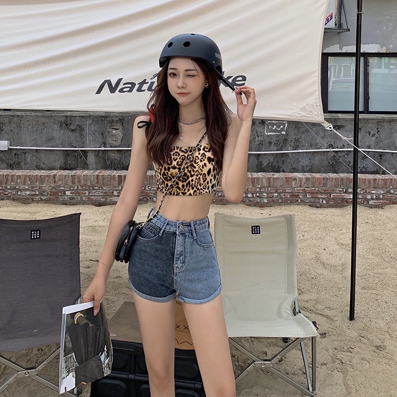 Quần Short Denim Lưng Cao Thời Trang Hàn Quốc Quyến Rũ Cho Nữ