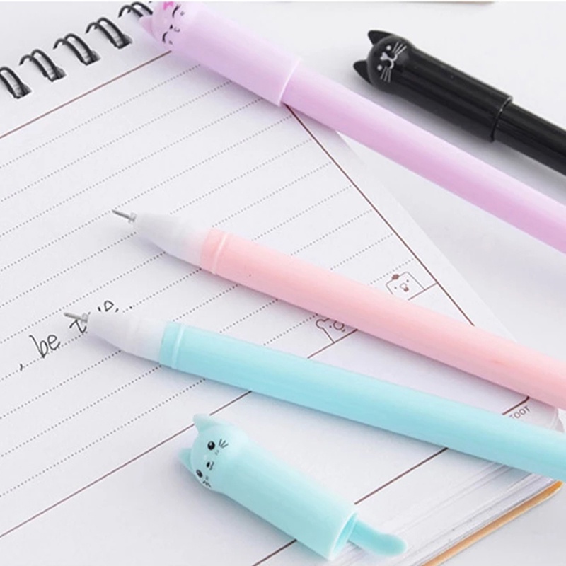 Bút Mực Gel Hình Mèo Hoạt Hình Dễ Thương Có Thể Thay Thế Tiện Dụng