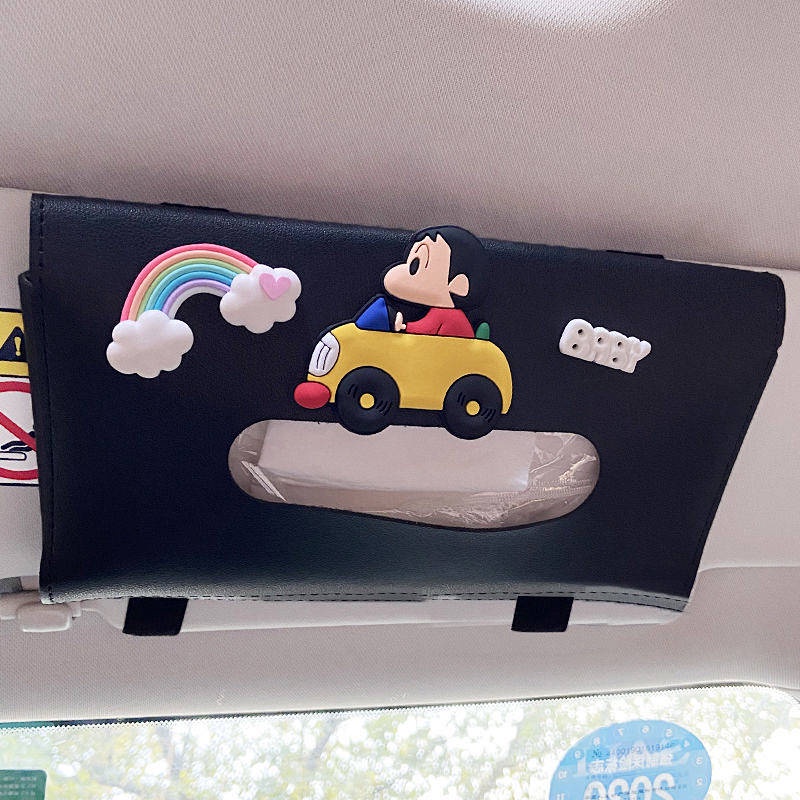 Car Tissue Box Sun Visor Hanging Female Cute Internet-Famous Decoration Car Tissue Bag Sets Front Row Car Tissue Box Auto department store supplies
