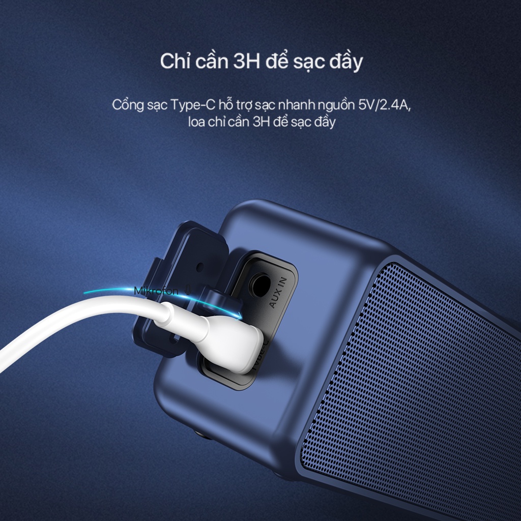 Loa Bluetooth Mini Bass Mạnh Chống Nước Di Động VIVAN VS20 5.0 Nghe Nhạc Chính Hãng Giá Rẻ Đọc Thẻ Micro SD & AUX Miseo