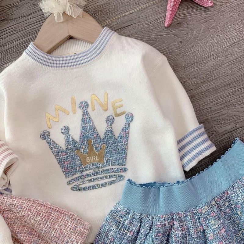 Set váy len chân váy dạ hàng QCCC cho bé gái
