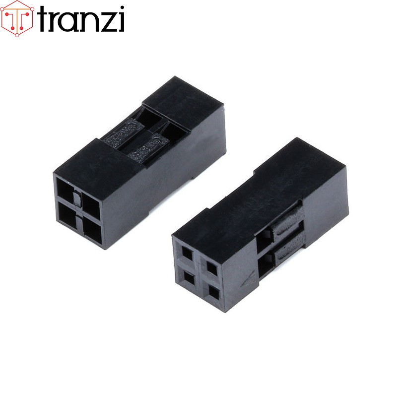 Vỏ header 2.54mm dupont 2x2P 14mm đen - túi 50 cái
