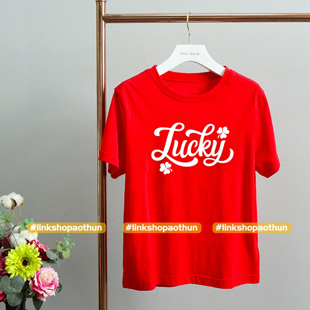 Áo đỏ Tết Lucky gia đình ngắn tay