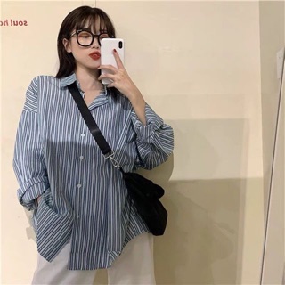 (Order/ Ảnh thật cuối) Áo sơ mi kẻ sọc màu xanh hồng pastel xinh xắn dễ thương ulzzang