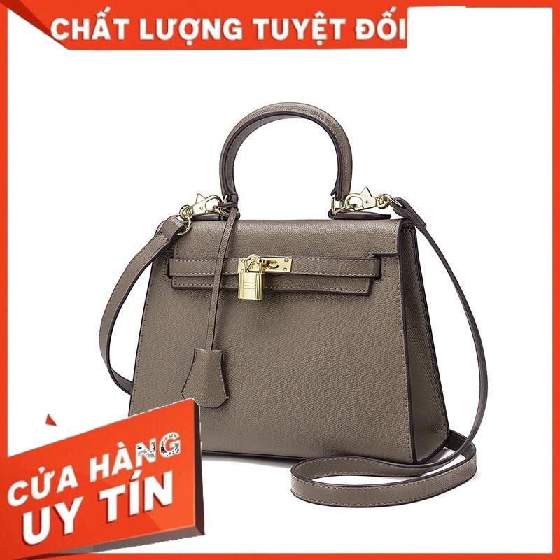 Túi Xách Nữ Khóa Vàng Túi xách da thật cao cấp Hermès HM thiết kế ổ khóa mạ vàng siêu thời trang