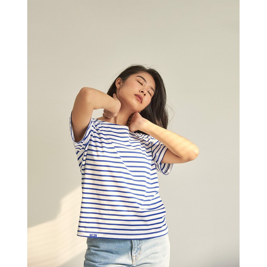 TheBlueTshirt - Áo Thun Tay Ngắn Sọc Trắng Xanh - New Classic BlueT Short Sleeve - White / Blue Stripe