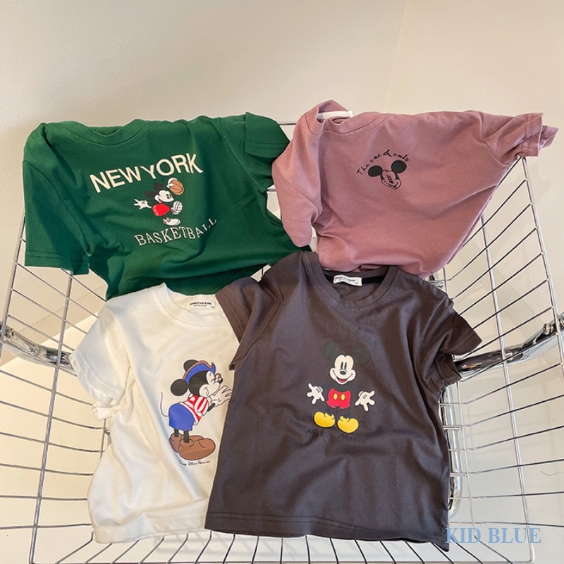 Áo Thun Tay Ngắn Cổ Tròn In Họa Tiết Hoạt Hình Dễ Phối Đồ Thời Trang Phong Cách Phương Tây Cho Bé