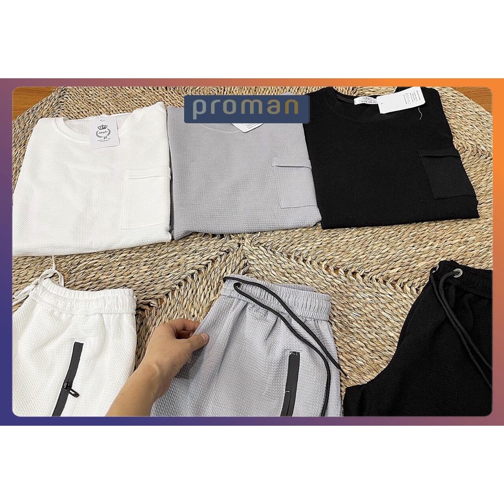Đồ bộ nam thể thao cao cấp , Bộ đồ nam chất cotton Xốp thái co giãn 4 chiều - PROMAN