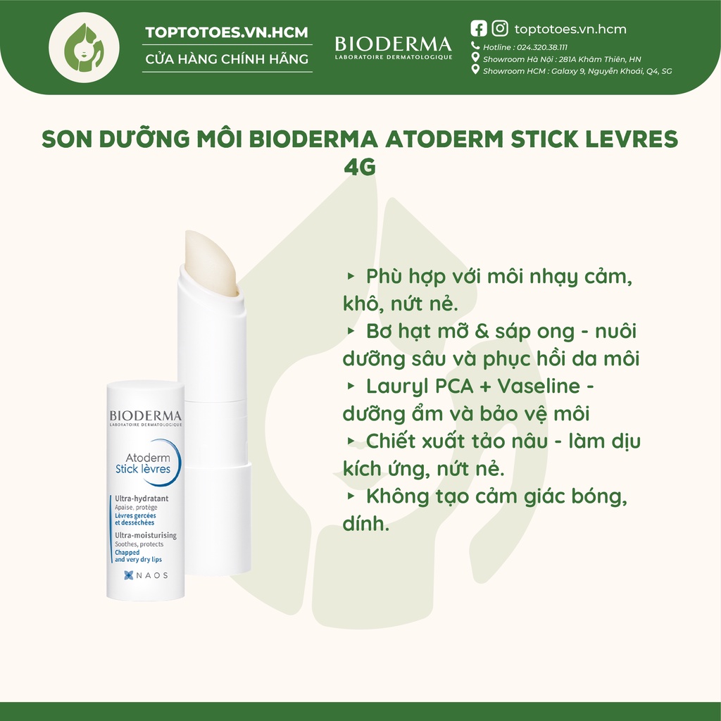 Son dưỡng môi Bioderma Atoderm Stick Levres 4G [NHẬP KHẨU CHÍNH HÃNG 100%]