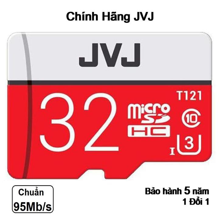 Thẻ nhớ 32Gb JVJ Pro U3 Class 10–chuyên dụng cho CAMERA, Điện thoại, Máy ảnh,... tốc độ cao 95Mb-140Mb/s
