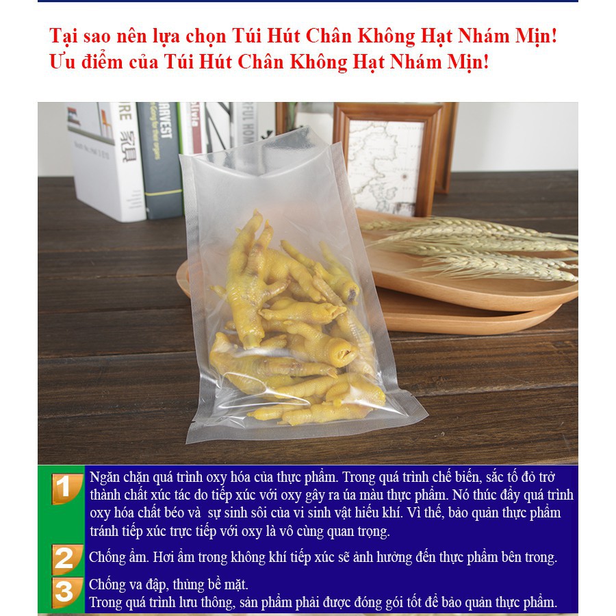 Túi Hút Chân Không Một Mặt Nhám, Set 100 Túi Ép Chân Không Cao Cấp TZ100