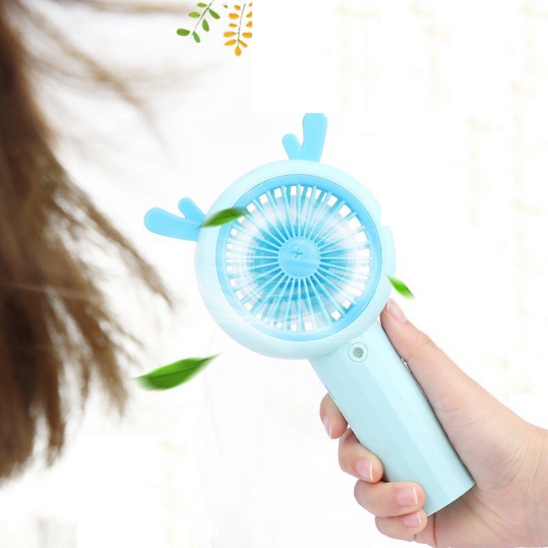 Quạt Phun Sương Mini Fan Q10 Cầm Tay Siêu Mát Tích Điện Có Tích Hợp Đèn Led Đổi Màu - Hình Tai Thú Xinh Xắn