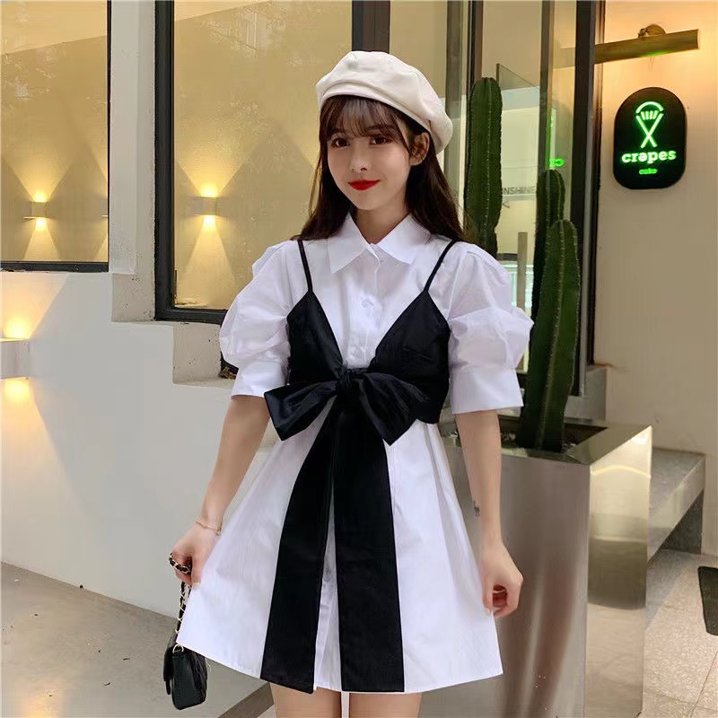 Đầm sơ mi PERTY phong cách Hàn Quốc thời trang mùa hè dành cho nữ