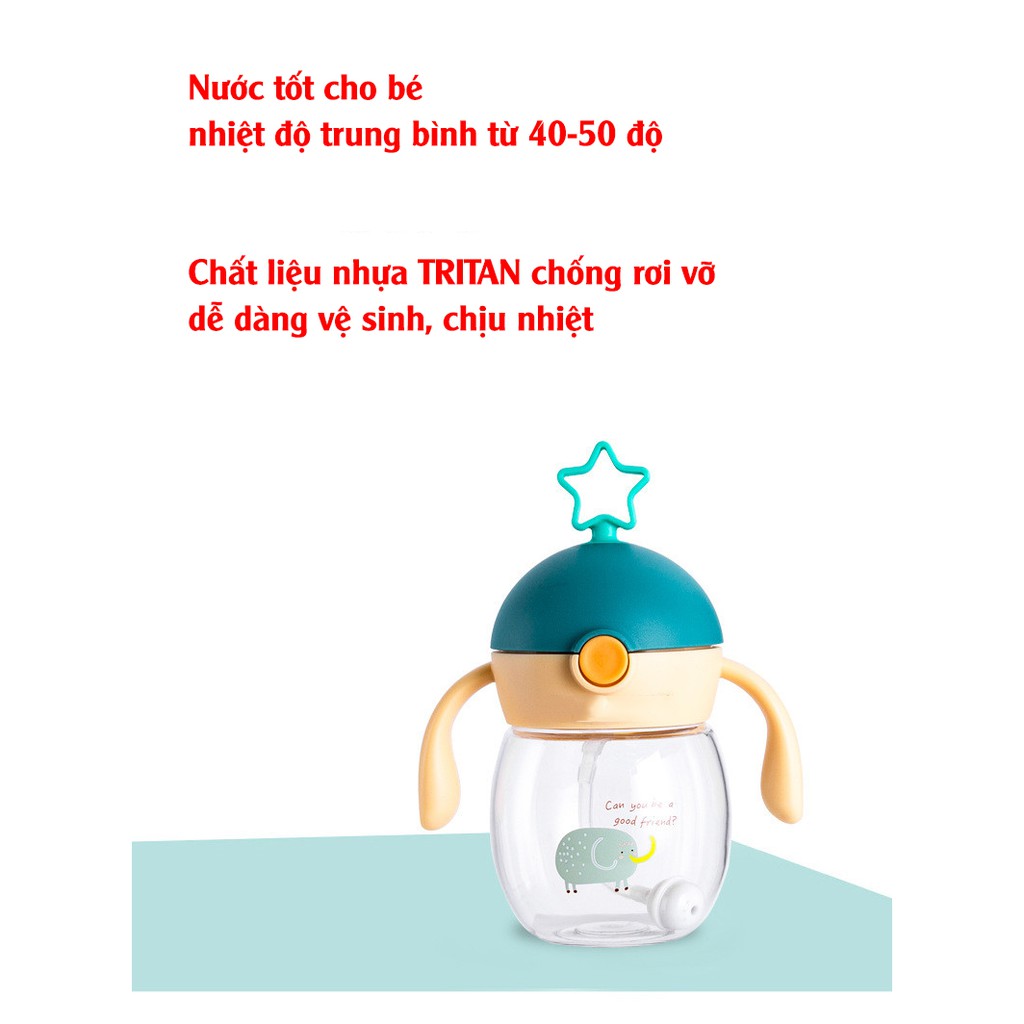 Bình tập uống nước Diller có tay cầm, ống hút 360 độ, đầu thẳng dung tích 240ml chính hãng Diller TẶNG THÊM đầu hút