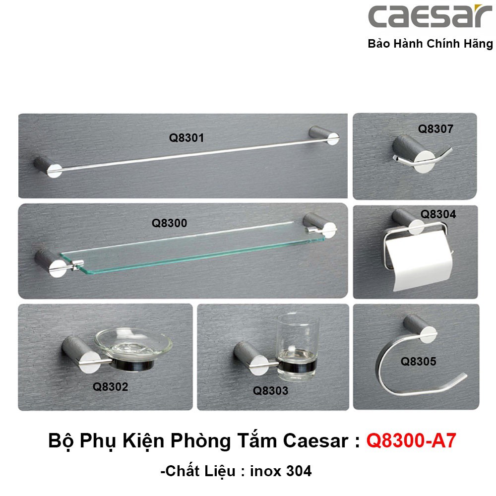 Bộ phụ kiện phòng tắm inox 7 món CAESAR Q8300-A7